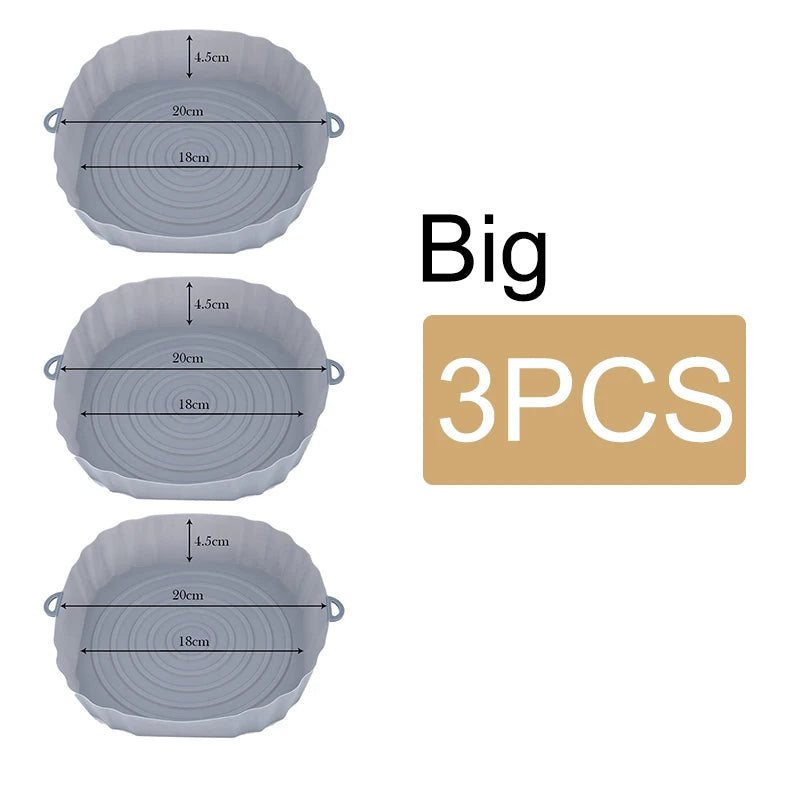 1/2/3PCS Reusable Air Fryer Silicone Pot Oven Baking Tray Airfryer Silicone Basket Pizza Fried Chicken Grill Pan Mat for Kitchen - UltraChic