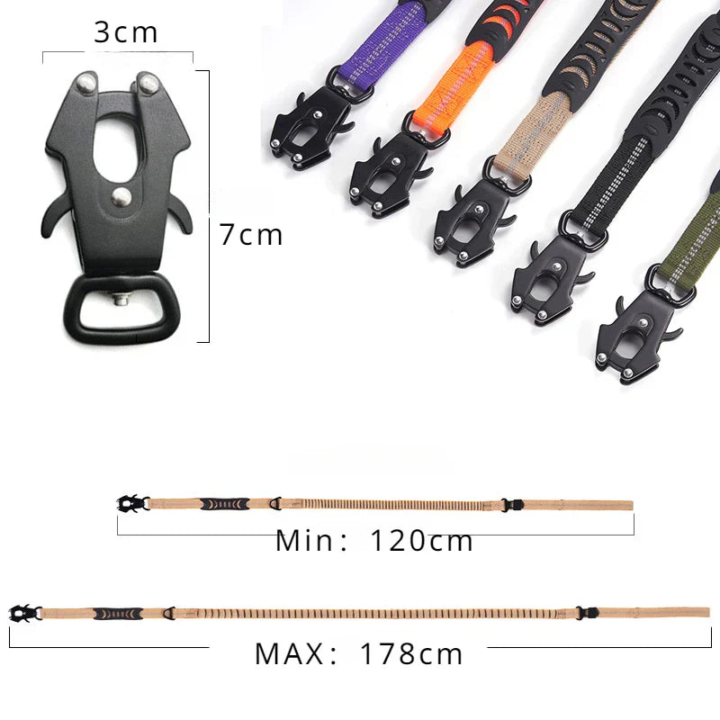 Reflective Shock Absorbing Pet Leash with Car Seatbelt Attachment for Large Dogs – Durable & Safe Dog Walking Harness - UltraChic