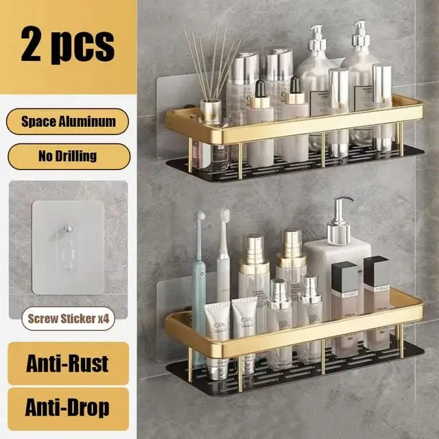 No Drill Wall-Mounted Bathroom Shelf – Easy Installation, Space-Saving Storage - UltraChic