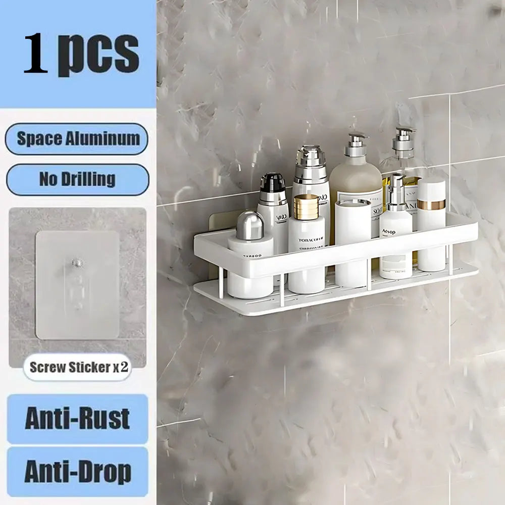 No Drill Wall-Mounted Bathroom Shelf – Easy Installation, Space-Saving Storage - UltraChic