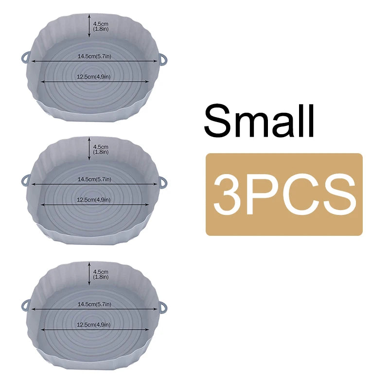 1/2/3PCS Reusable Air Fryer Silicone Pot Oven Baking Tray Airfryer Silicone Basket Pizza Fried Chicken Grill Pan Mat for Kitchen - UltraChic
