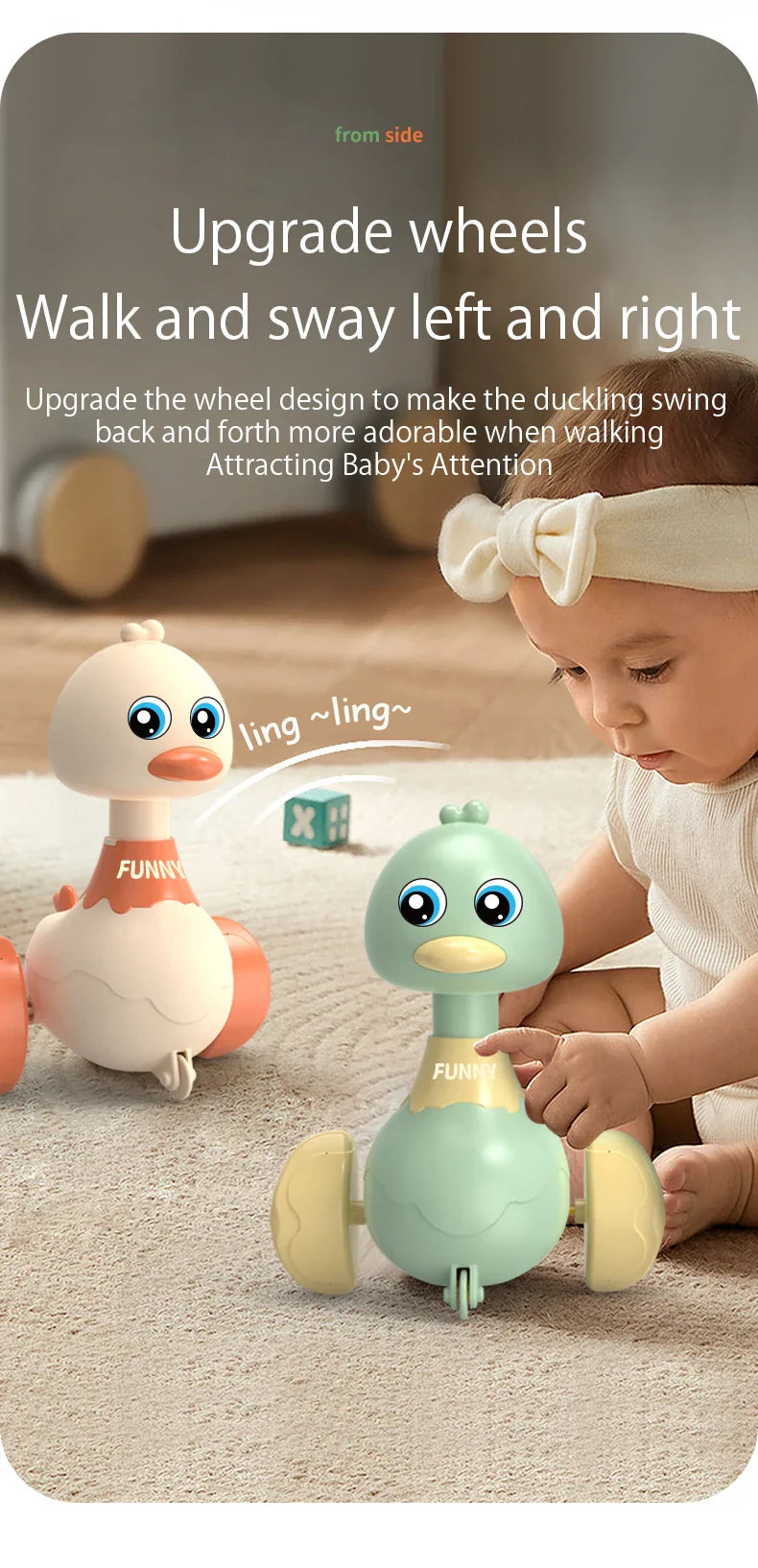 Baby Toy Duck Swing – Cartoon Press & Glide Inertia Car Toy for Early Education & Fun for Toddlers! - UltraChic