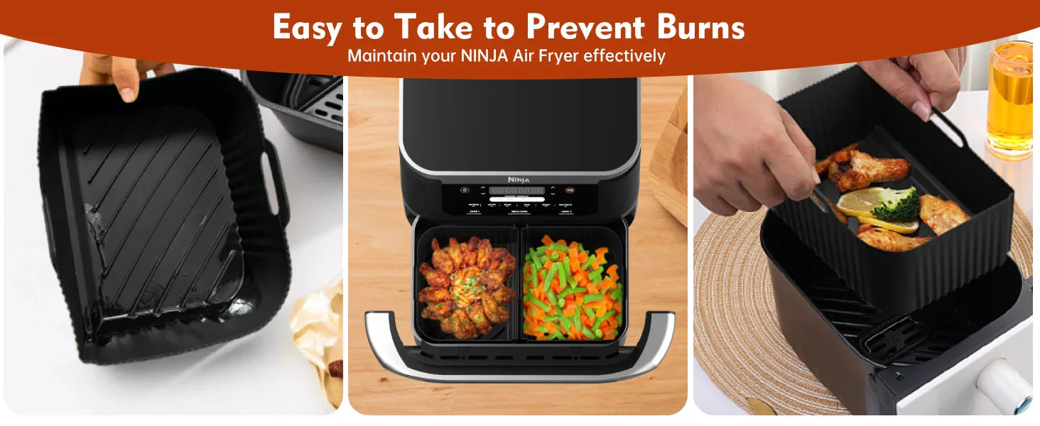 Hot Rectangle Air Fryer Silicone Liners for Ninja DZ071/AF500UK Air Fryer Basket Replacement Dishwasher Safe Air Fryer Liners - UltraChic