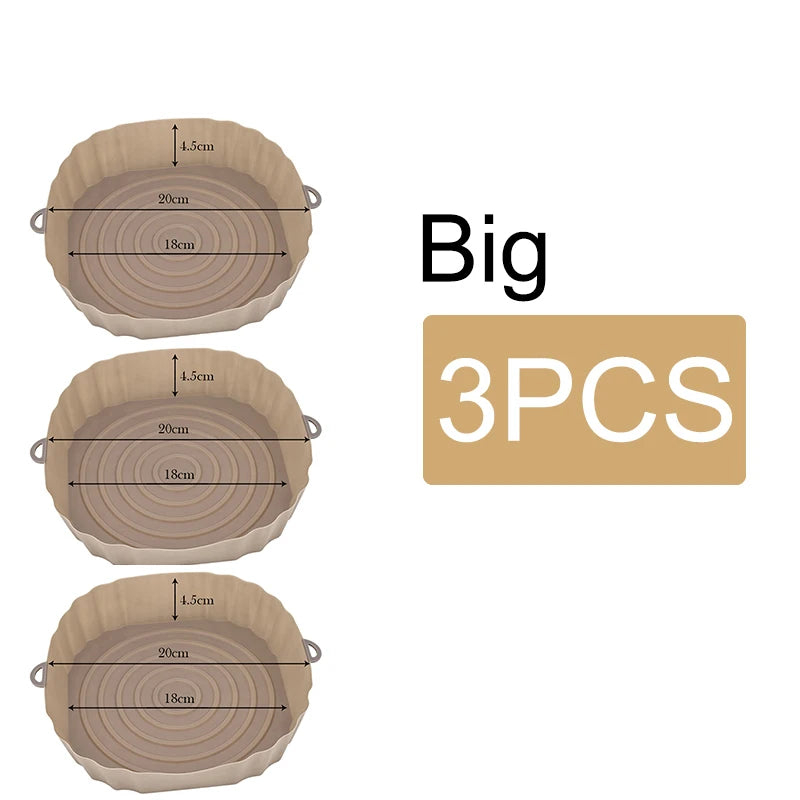 1/2/3PCS Reusable Air Fryer Silicone Pot Oven Baking Tray Airfryer Silicone Basket Pizza Fried Chicken Grill Pan Mat for Kitchen - UltraChic