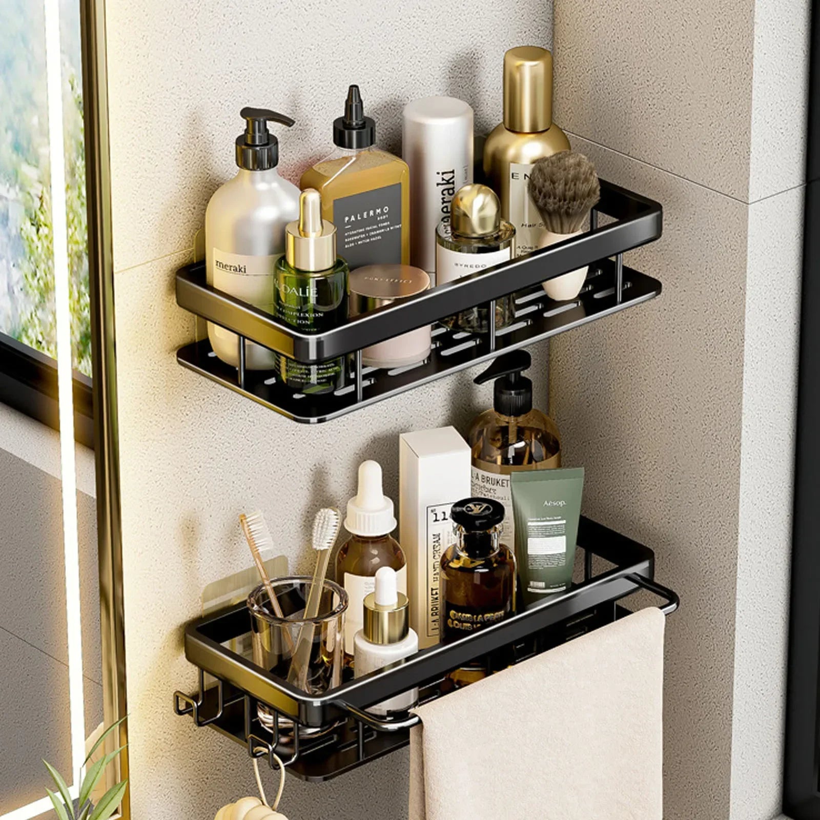 No Drill Wall-Mounted Bathroom Shelf – Easy Installation, Space-Saving Storage - UltraChic