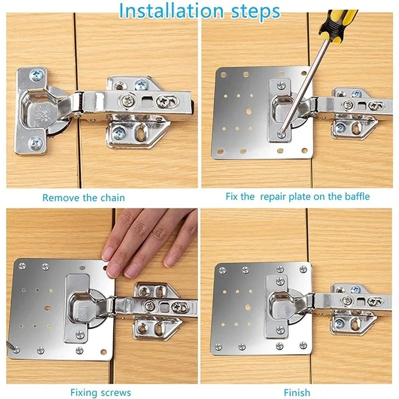 Cabinet Hinge Repair Plate Kit Kitchen Cupboard Door Hinge - UltraChic