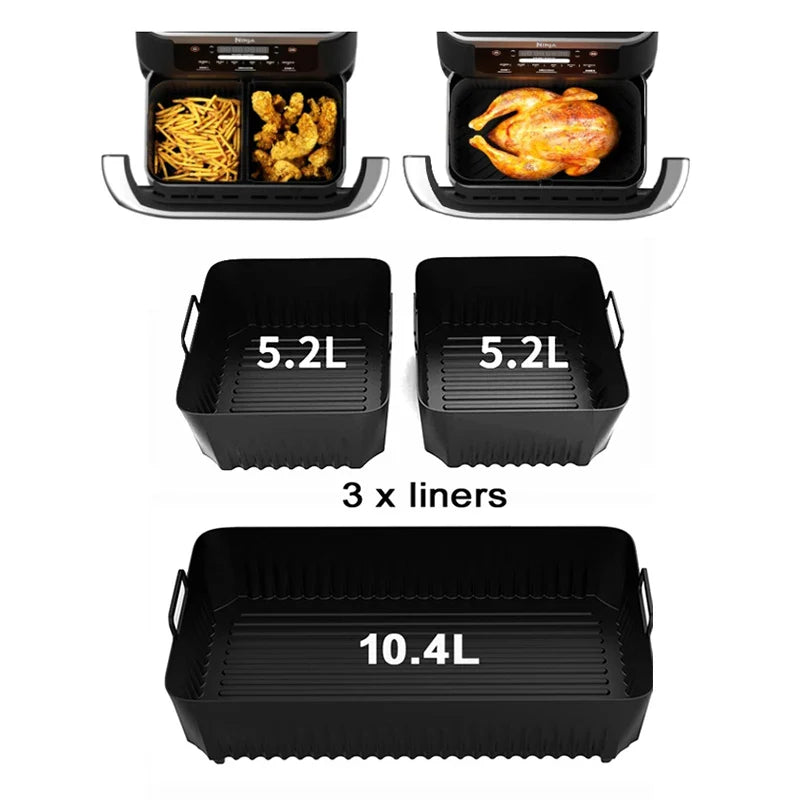 Hot Rectangle Air Fryer Silicone Liners for Ninja DZ071/AF500UK Air Fryer Basket Replacement Dishwasher Safe Air Fryer Liners - UltraChic
