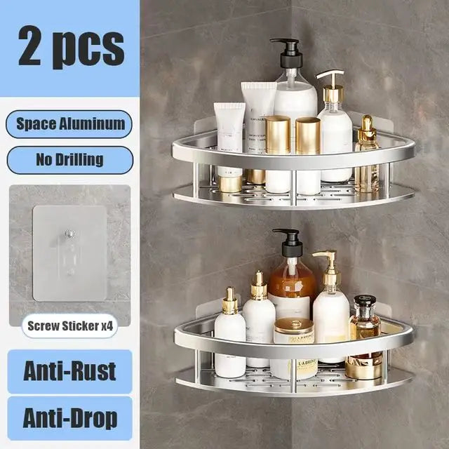 No Drill Wall-Mounted Bathroom Shelf – Easy Installation, Space-Saving Storage - UltraChic