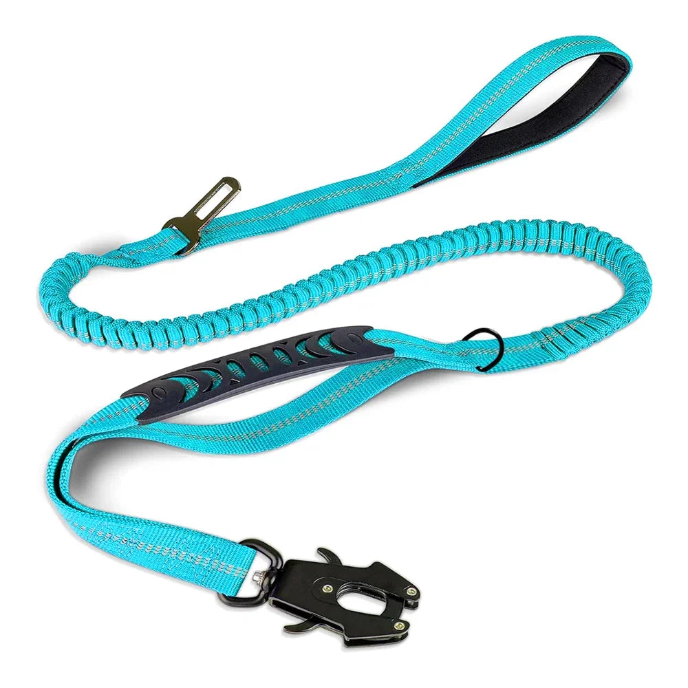 Reflective Shock Absorbing Pet Leash with Car Seatbelt Attachment for Large Dogs – Durable & Safe Dog Walking Harness - UltraChic