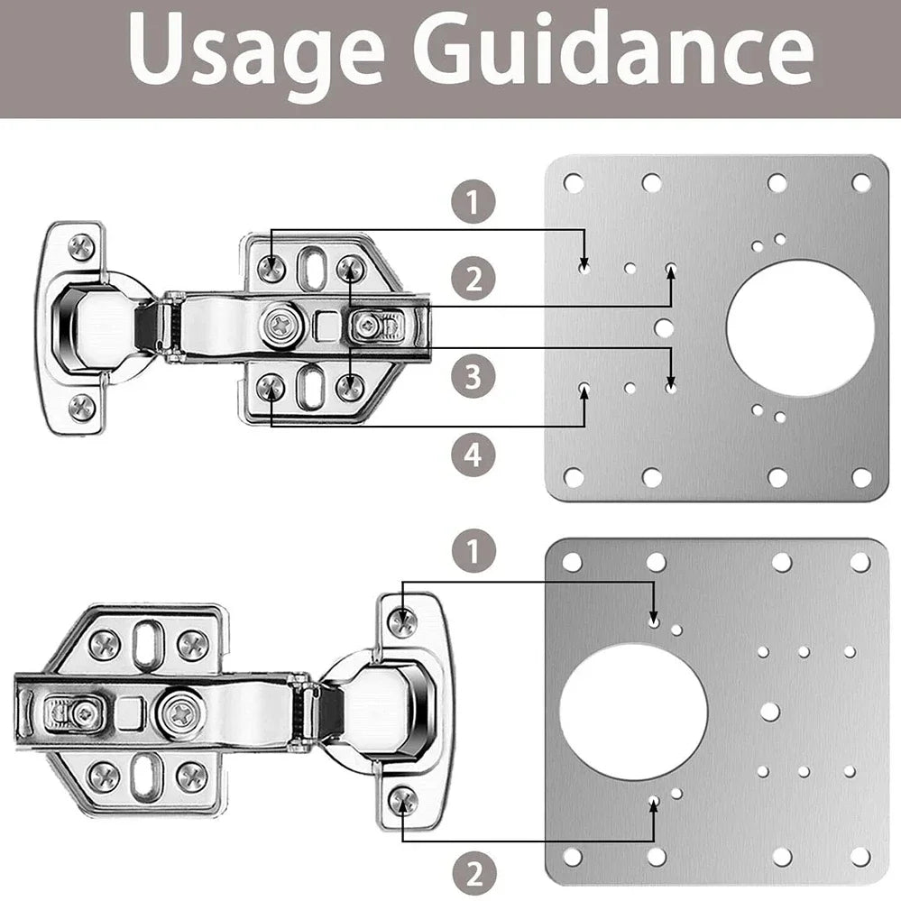 Cabinet Hinge Repair Plate Kit Kitchen Cupboard Door Hinge - UltraChic