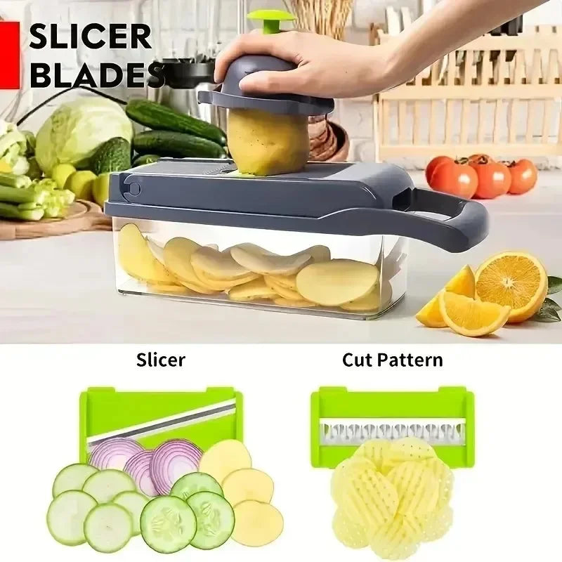 14/16 in 1 Multifunctional Vegetable Chopper Handle Food Grate Food Chopper Vegetable Slicer Dicer Cut Kitchen Items cocina - UltraChic