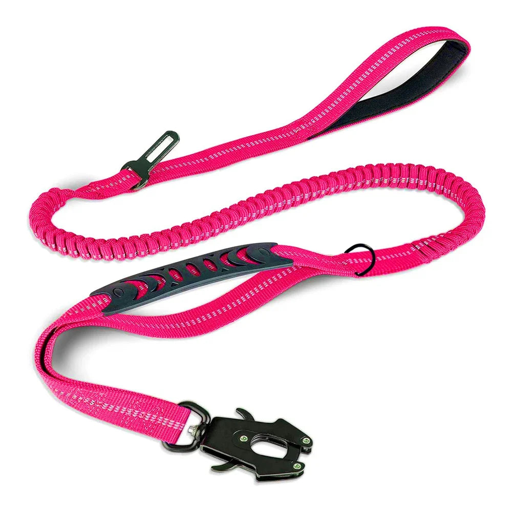 Reflective Shock Absorbing Pet Leash with Car Seatbelt Attachment for Large Dogs – Durable & Safe Dog Walking Harness - UltraChic