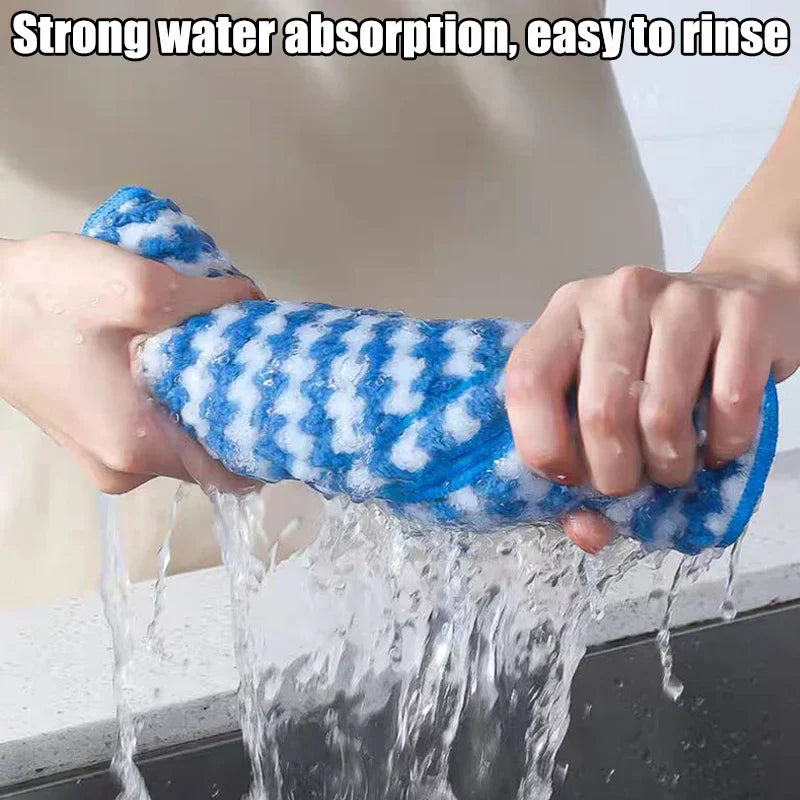 Microfiber Cleaning Cloth Velvet Thickened Dishcloths High Absorbent Scouring Kitchen Washing Dish Rags Household Wipe Towels - UltraChic
