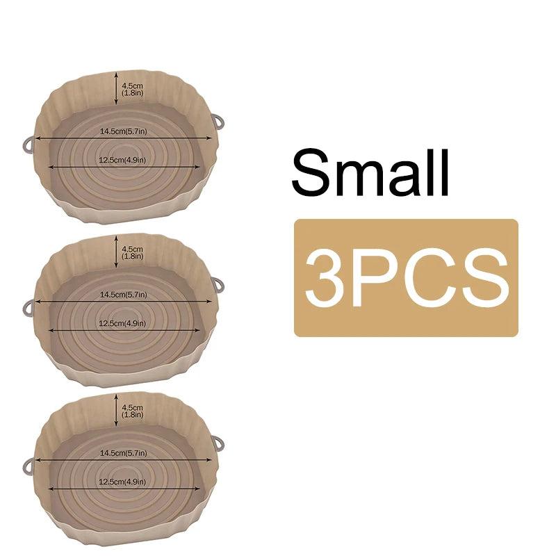1/2/3PCS Reusable Air Fryer Silicone Pot Oven Baking Tray Airfryer Silicone Basket Pizza Fried Chicken Grill Pan Mat for Kitchen - UltraChic