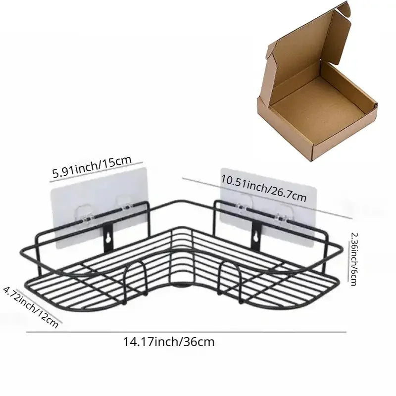 1PC No-Drill Wall Mounted Triangle Bathroom Shelf – Space-Saving Storage Organizer - UltraChic