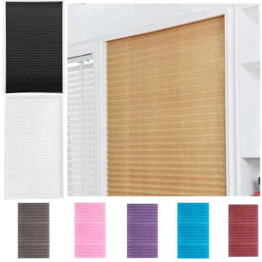1PC Self-Adhesive Pleated Blinds – Half Blackout Window Shades for Bathroom, Bedroom & Balcony