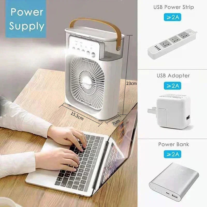 "3-in-1 Portable Humidifier Fan Mini Air Conditioner – Compact & Efficient Cooling Solution for Ultimate Comfort!"