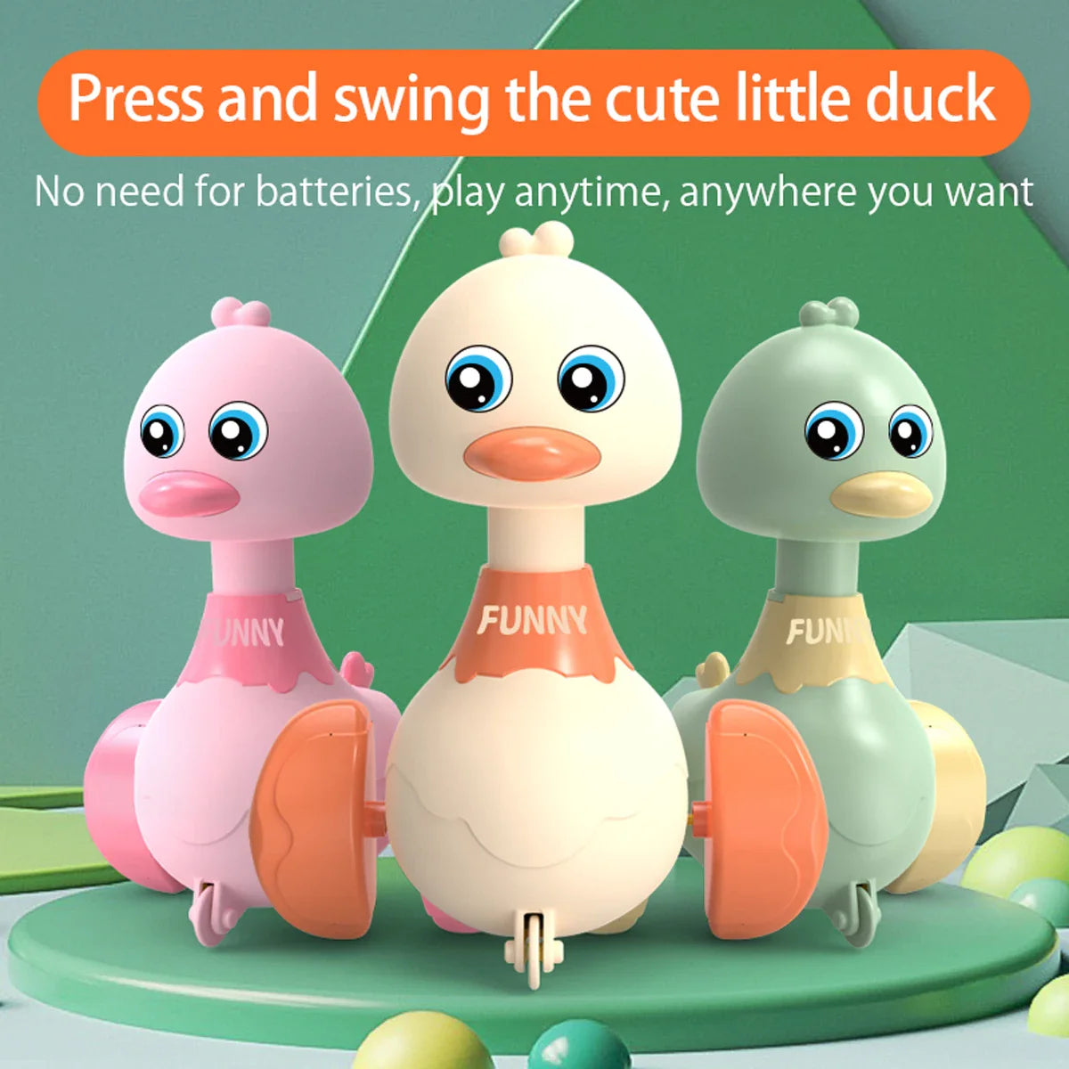 Baby Toy Duck Swing – Cartoon Press & Glide Inertia Car Toy for Early Education & Fun for Toddlers! - UltraChic