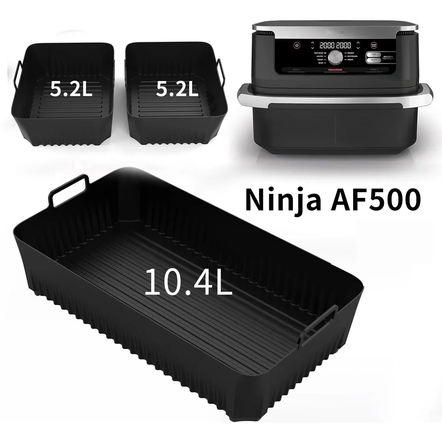 Hot Rectangle Air Fryer Silicone Liners for Ninja DZ071/AF500UK Air Fryer Basket Replacement Dishwasher Safe Air Fryer Liners - UltraChic