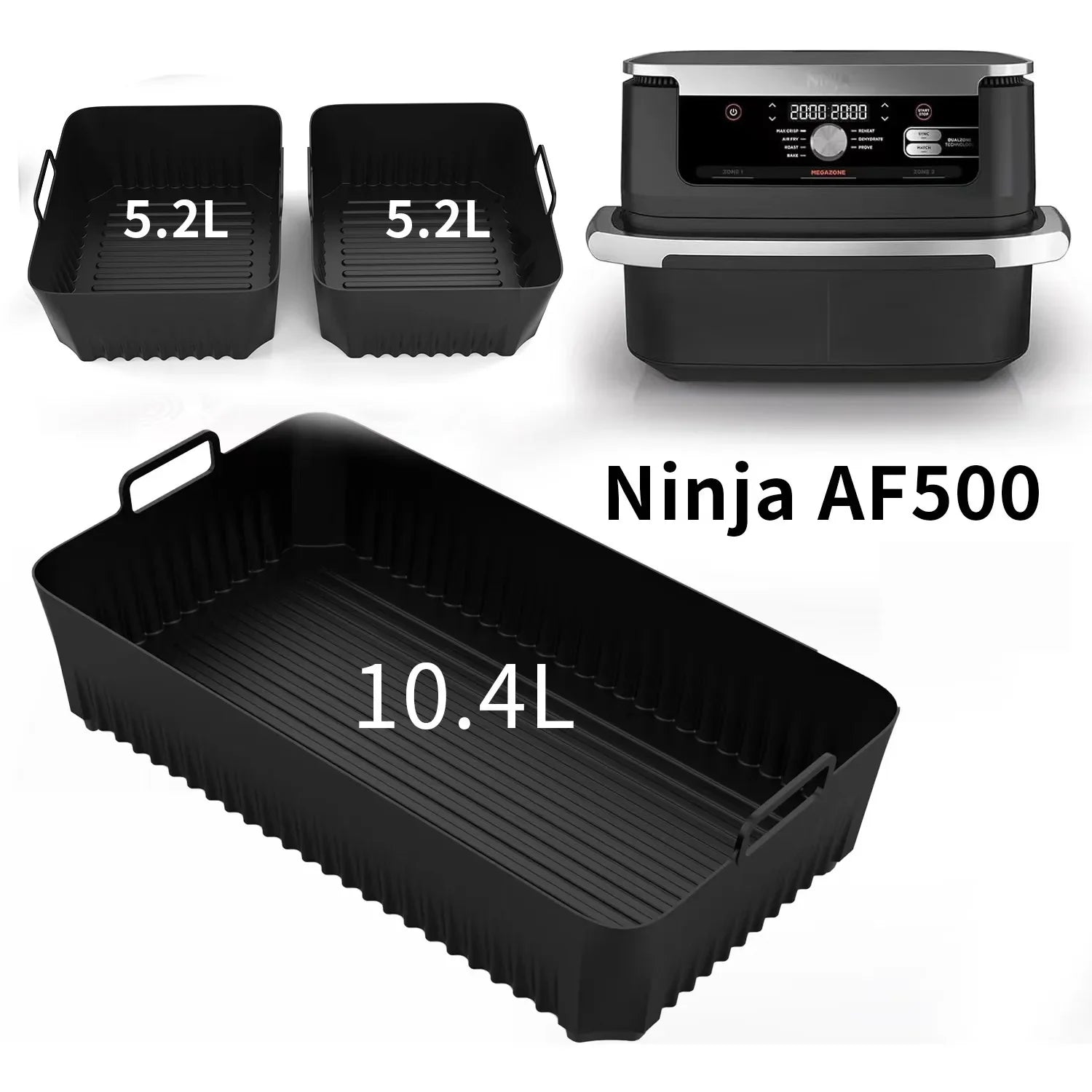 Hot Rectangle Air Fryer Silicone Liners for Ninja DZ071/AF500UK Air Fryer Basket Replacement Dishwasher Safe Air Fryer Liners - UltraChic