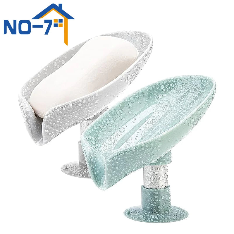 Leaf Shape Soap Holder with Suction Cup – Drainage Soap Dish for Bathroom, Shower, and Sink – Modern Soap Drainer and Container