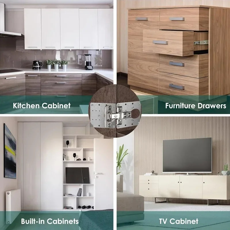 Cabinet Hinge Repair Plate Kit Kitchen Cupboard Door Hinge - UltraChic