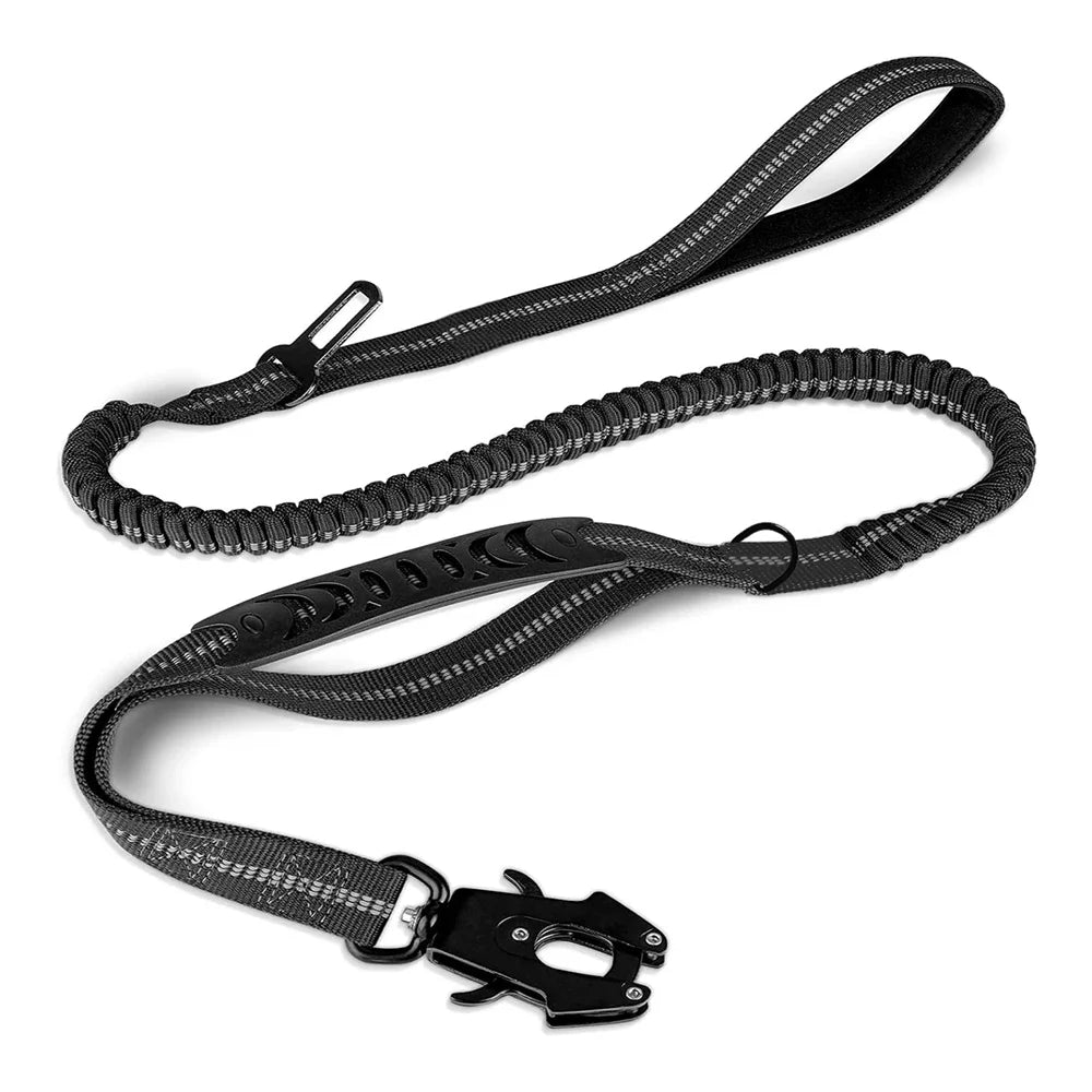 Reflective Shock Absorbing Pet Leash with Car Seatbelt Attachment for Large Dogs – Durable & Safe Dog Walking Harness - UltraChic