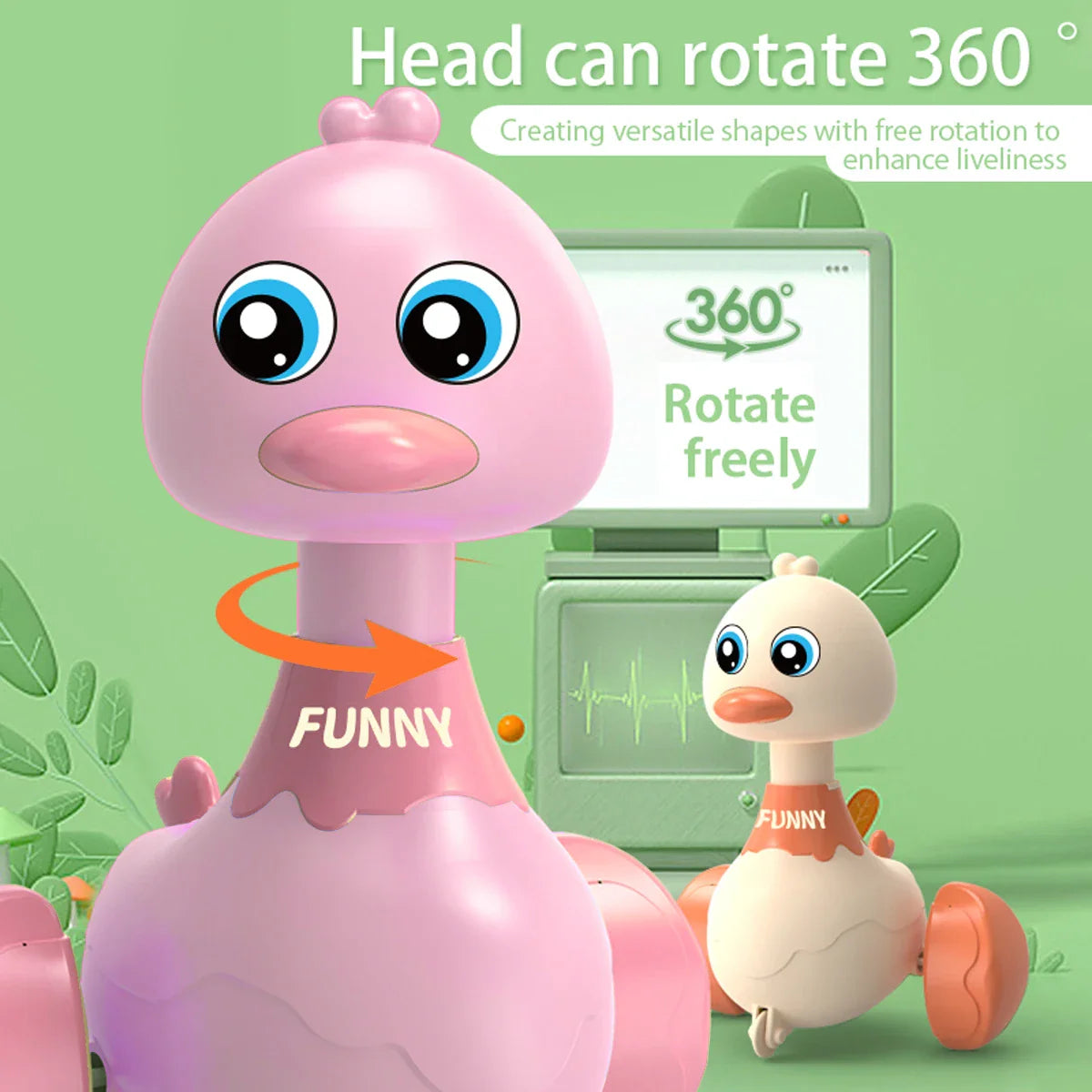 Baby Toy Duck Swing – Cartoon Press & Glide Inertia Car Toy for Early Education & Fun for Toddlers! - UltraChic