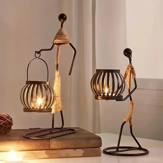 Nordic Metal Candlestick – Handmade Abstract Character Sculpture, Unique Candle Holder Décor for Modern Homes