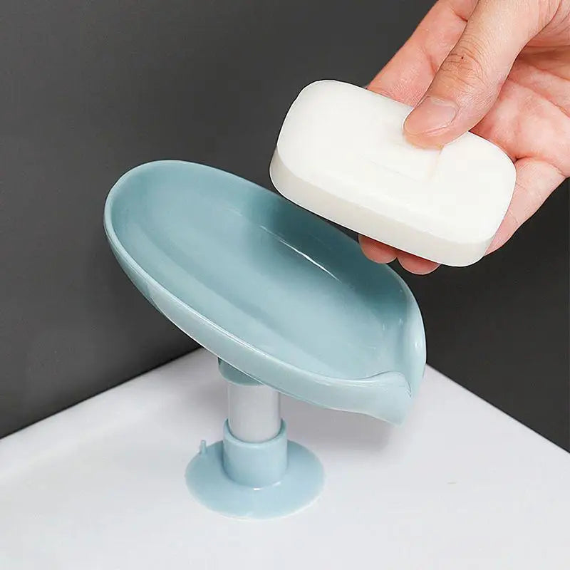 Leaf Shape Soap Holder with Suction Cup – Drainage Soap Dish for Bathroom, Shower, and Sink – Modern Soap Drainer and Container