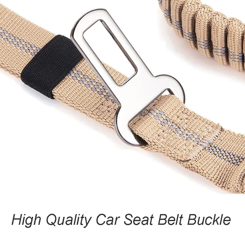 Reflective Shock Absorbing Pet Leash with Car Seatbelt Attachment for Large Dogs – Durable & Safe Dog Walking Harness - UltraChic