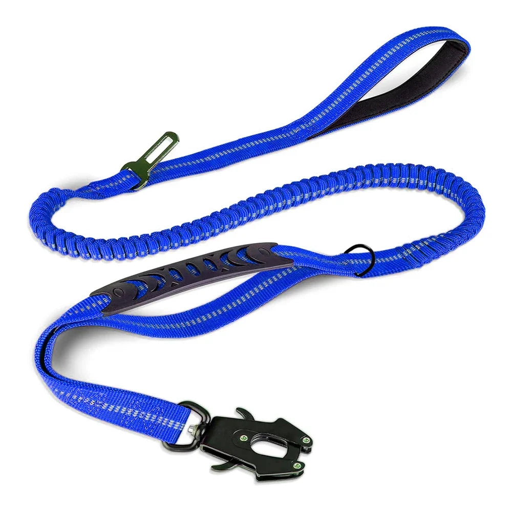 Reflective Shock Absorbing Pet Leash with Car Seatbelt Attachment for Large Dogs – Durable & Safe Dog Walking Harness - UltraChic