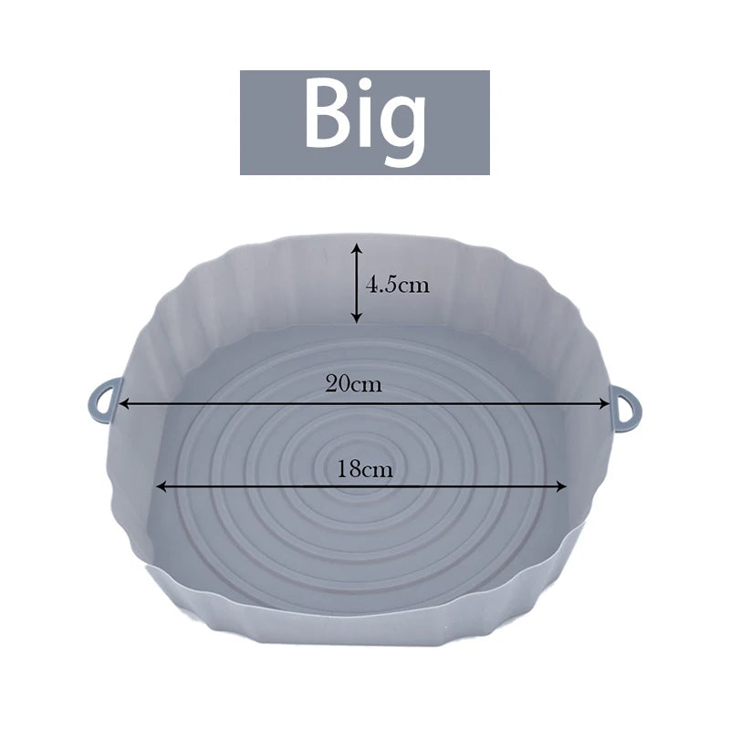 1/2/3PCS Reusable Air Fryer Silicone Pot Oven Baking Tray Airfryer Silicone Basket Pizza Fried Chicken Grill Pan Mat for Kitchen - UltraChic