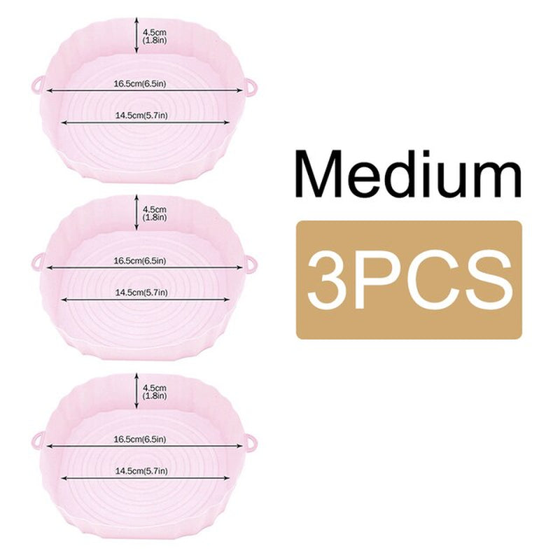 1/2/3PCS Reusable Air Fryer Silicone Pot Oven Baking Tray Airfryer Silicone Basket Pizza Fried Chicken Grill Pan Mat for Kitchen - UltraChic