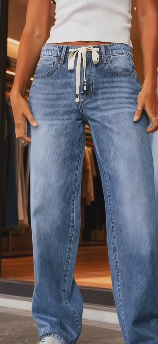Wide Leg Denim Pants High Waist Pleated Design Effortless Chic Look Summer Women
