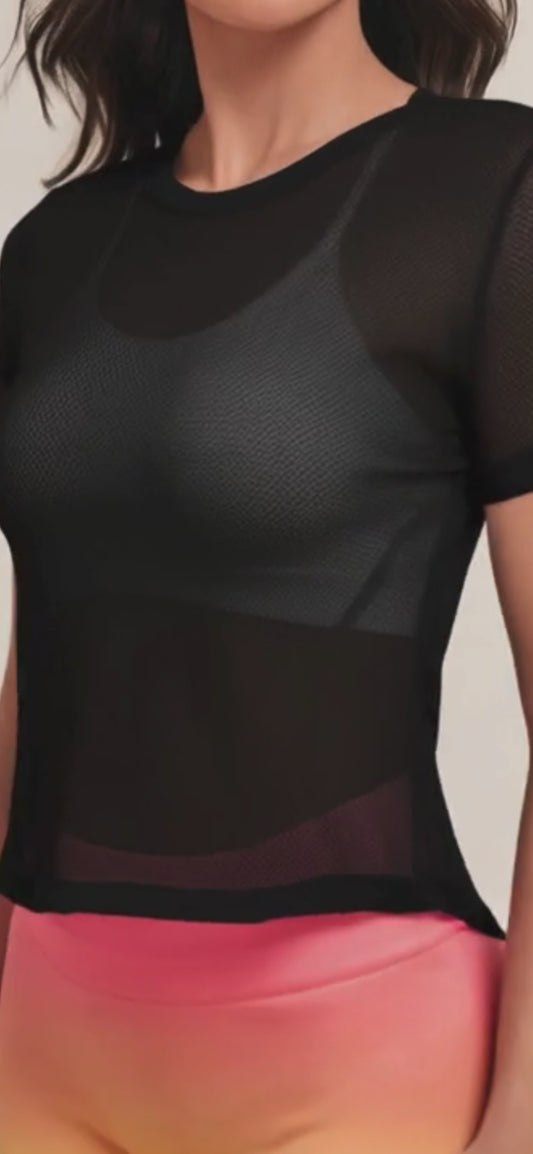 Women’s Hollow Mesh Sports T-Shirt – Breathable Lightweight Summer Activewear Casual Gym Top
