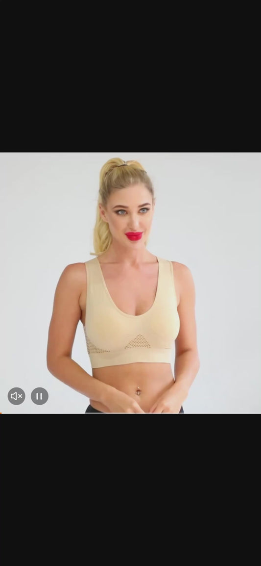 Women’s Seamless Sports Bra with Pads – Breathable High-Stretch Wireless Gym & Yoga Activewear Top