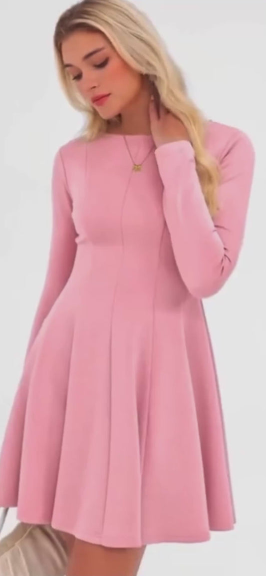 A-Line Mini Dress Sculpted Waist Effortless Elegant Look Fall Women