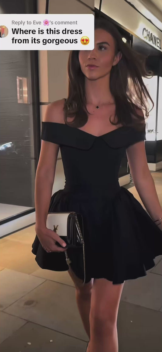 Off Shoulder Flare Mini Dress for Women – Slimming Fit Elegant Summer Party & Date Night Dress